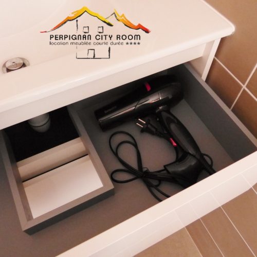 perpignancityroom-thuesneuf-salle d eau-séche cheveux