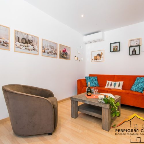 perpignancityroom-thuesneuf-salon-canapé-orange-chantal-marron